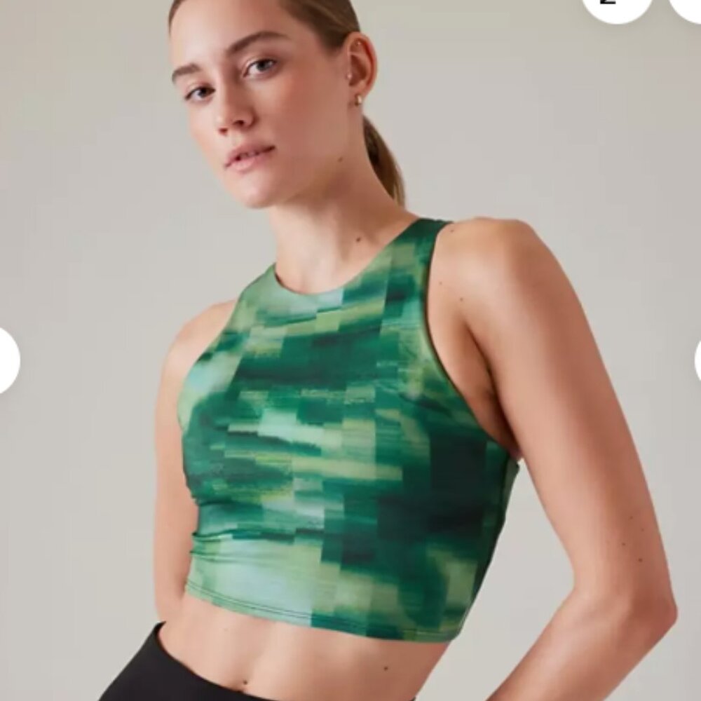 Athleta XS Women's Conscious Crop Sports Bra Size S Cup A-C Green Abstract
